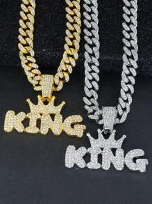 1 Piece Of Men's Hip-Hop Cool Smooth Surface King Letter Pendant Necklace Necklace Necklace  Chain Accessory