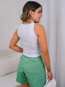 Women's Basic Casual Ribbed Tank Top - 白色 - 查看 2