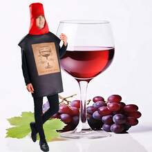 成人情侣红酒和奶酪服装角色扮演趣味服装成人派对 - 棕色 - 查看 3