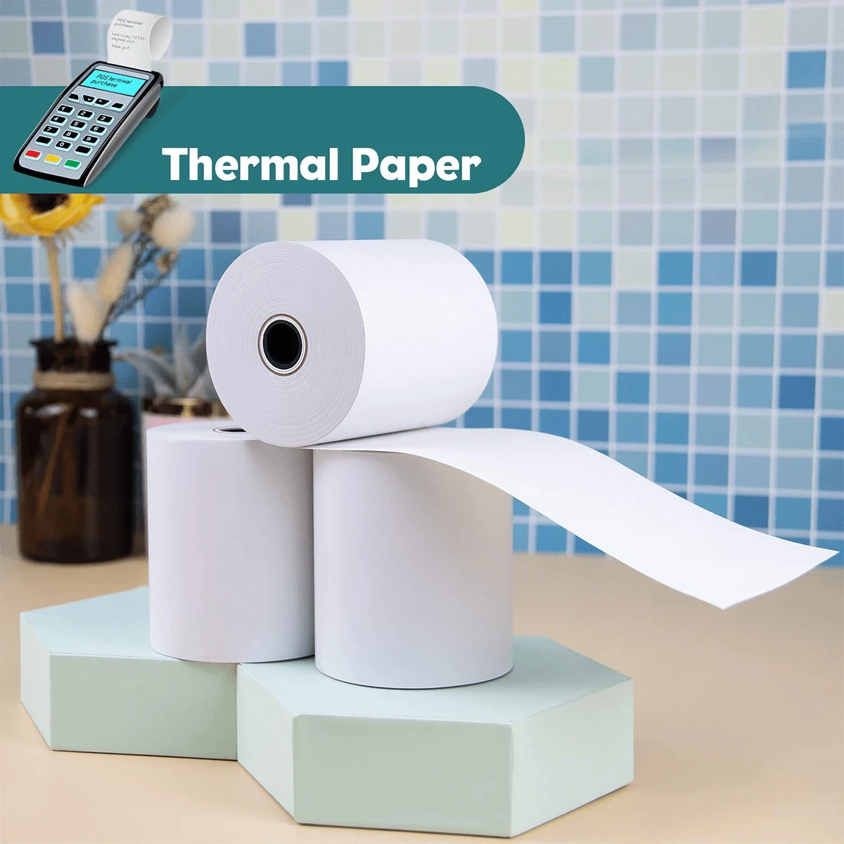 Thermal Receipt Paper Rolls, Smooth Finish POS Paper, 57mm X 50mm For Cash Register And New Square Terminals - White - View 1