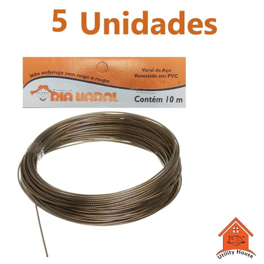 Dây phơi quần áo bằng thép 5 chiếc - Màu be - Xem 1