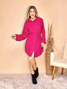 Women Midi Dresses - 玫紅色 - 查看 1