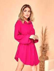 Women Midi Dresses - 玫紅色 - 查看 2