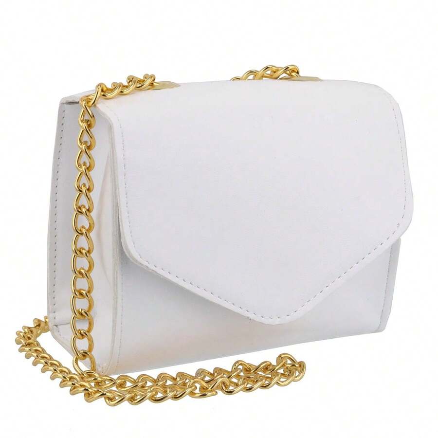 Small Metallic Women's Bag With Gold Chain Strap - 白色 - 查看 1
