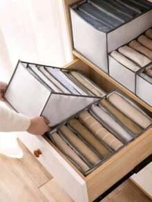 1/3件折叠式衣服分隔板收纳裤子收纳配件衣服收纳盒内衣牛仔裤收纳盒家用衣柜抽屉式隔层储物盒衣服裤子鞋子牛仔裤靴子裙子 - 彩色 - 查看 5