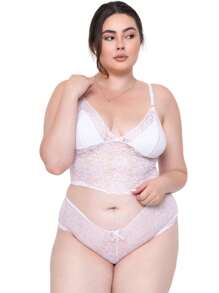 Golden Modas Kit 2 Lingerie Set Lace Waiting Husband Sensual Plus Size Cropped And Panties Shorts Sexy Intimate Fashion Factory Promotion Resale - trắng - Xem 4