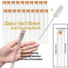 20 pezzi/10 pezzi Tubi di prova in plastica trasparente con tappo, buona tenuta ermetica, 15x100mm/16x100mm/16x150mm/20x150mm, adatti per la distribuzione di caramelle per feste, riempimento fai-da-te, conservazione di gioielli, perline, polveri, spezie, liquidi, uso in laboratorio o come decorazione, decorazione da giardino, decorazione per la casa, coltivazione e decorazione di piante, buona tenuta ermetica - Multicolore - Visualizzare 16