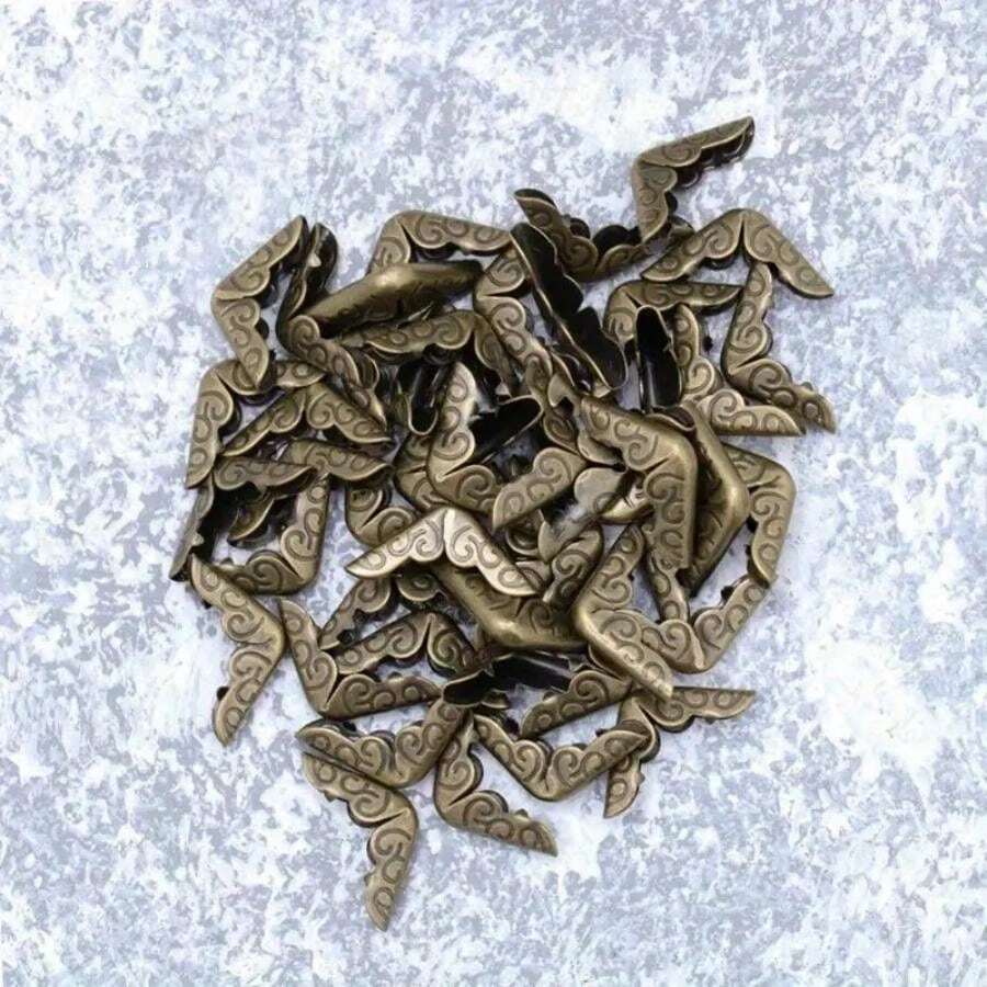 About 50Pcs Metal Book Corner Protector Vintage Scrapbook Photo Album