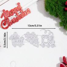 圣诞派对 - 1 件圣诞图案包括冬青叶/火车/铃铛/雪花装饰金属碳钢切割模具，用于制作 DIY 贺卡、剪贴簿纸工艺切割工具 - 銀色 - 查看 14