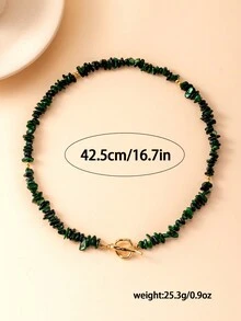 1 件波西米亚风不对称宝石和金属 OT 扣项链 - 天然不規則碎石金屬OT扣項鍊 - 查看 5