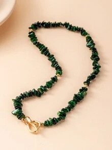 1 件波西米亚风不对称宝石和金属 OT 扣项链 - 天然不規則碎石金屬OT扣項鍊 - 查看 8