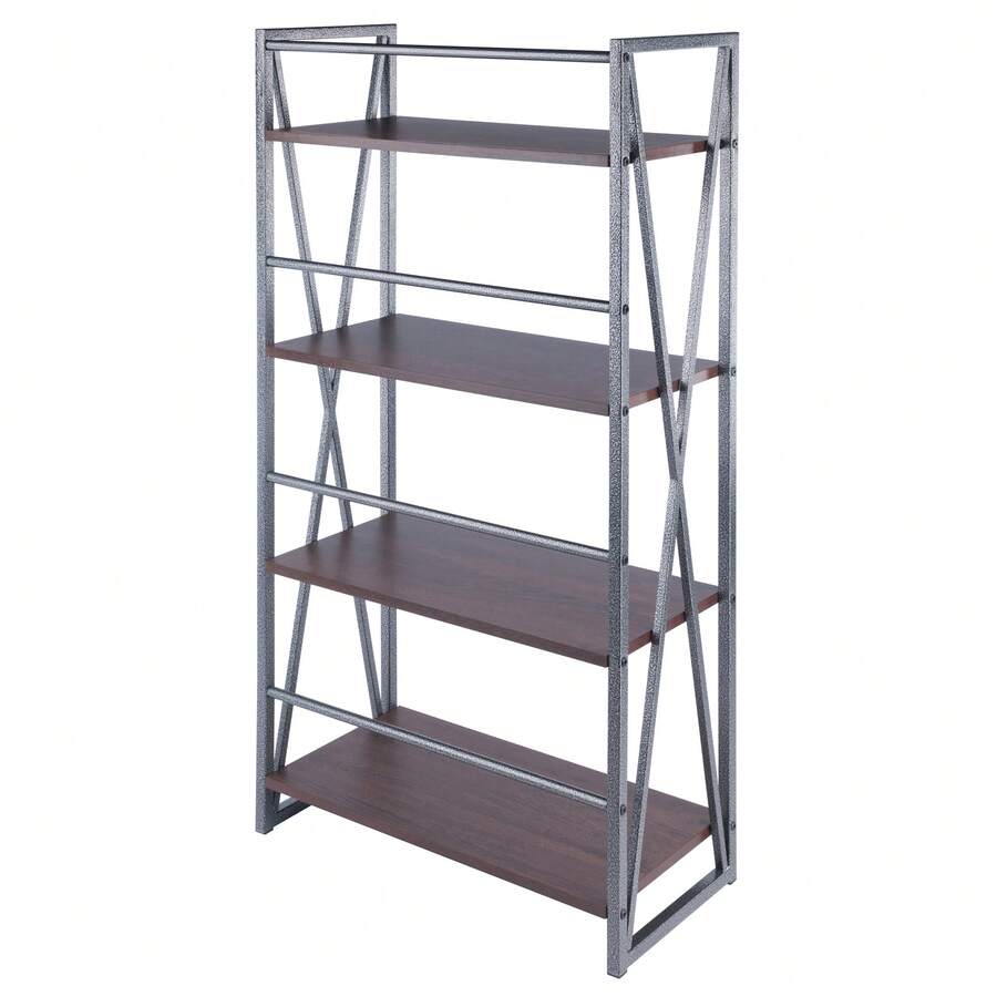 Versatile 4Tier Etagere Shelf With Engineered Wood And XFrame Design