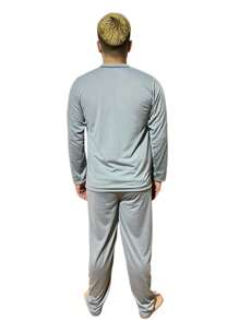 Men's Pajamas Open Button Long Long Sleeve Adult Man - 淺灰色 - 查看 2