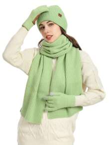 3 件男女通用帽子、手套和围巾套装，情侣款冬季保暖针织户外套装，糖果色冬季保暖套装，节日礼物