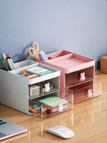 1 hộp đựng bút chì kiểu ngăn kéo đa năng dễ thương để bàn đựng đồ dùng văn phòng phẩm dung tích lớn, thích hợp đựng bút, kéo, ghi chú và mọi loại phụ kiện nhỏ - Nhiều màu - Xem 9