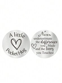 Móc khóa bằng thép không gỉ hai mặt truyền cảm hứng, giản dị, dễ thương & thanh lịch, quà tặng không phải ngày lễ cho mối quan hệ xa - Bạc - Xem 1