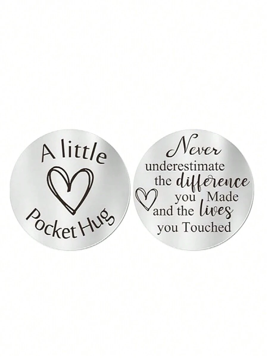 Móc khóa bằng thép không gỉ hai mặt truyền cảm hứng, giản dị, dễ thương & thanh lịch, quà tặng không phải ngày lễ cho mối quan hệ xa - Bạc - Xem 1