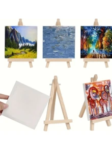 10/20 件可调节木制画架，国际风格三脚架展示架，适用于绘画、工艺和素描 - 适合家庭使用的木质材料 - 原木 - 查看 8