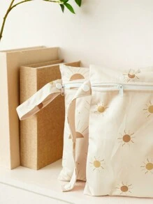 2PCS Sun Pattern Waterproof Handheld Storage Bag, Swimming Bag For Separating Wet And Dry, Sandproof And Dustproof Beach Storage Pouchbaby Shower Family Decorations Gifts - Multicolor - View 4