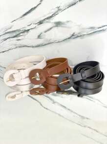 VEGAS Premium High Quality Women's Belts 3-4-5 Kit With Nickel Buckle In Minimalist Synthetic Leather 3274 - 套件 3 件 - 查看 1