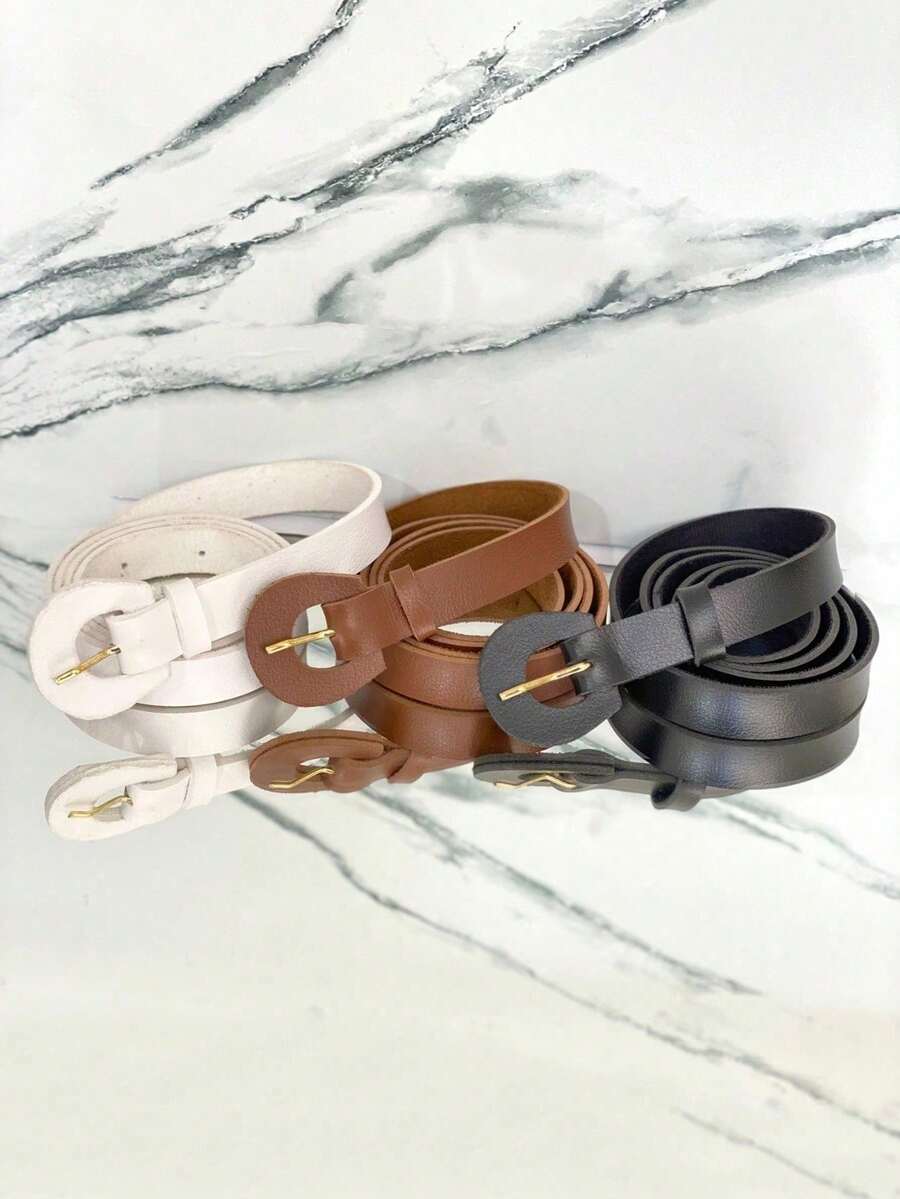 VEGAS Premium High Quality Women's Belts 3-4-5 Kit With Nickel Buckle In Minimalist Synthetic Leather 3274 - 套件 3 件 - 查看 1