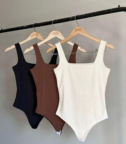 Kit 3 Body Bori Feminino Regata Alça Grossa Básico Casual Blogueira Suplex Várias Cores Primavera Verão