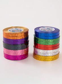 10pcs Mixed Shiny Laser Party Balloon Ribbon & String For Decoration, Birthday, Wedding Party Supplies, Back To School Valentine Day