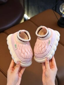 Dép bông trẻ em mùa thu đông mới cho hoạt động trong nhà và ngoài trời, thoải mái, không trơn trượt, đế mềm, thân giày ấm áp và không thấm nước, dép đi trong nhà - Hồng - Xem 3
