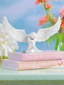 1 件复古天使树脂 3D 雕塑装饰，拥抱天使家居装饰，适用于卧室、客厅、办公室室内装饰、户外工艺装饰品、西式雕塑工艺品 - 彩色 - 查看 2