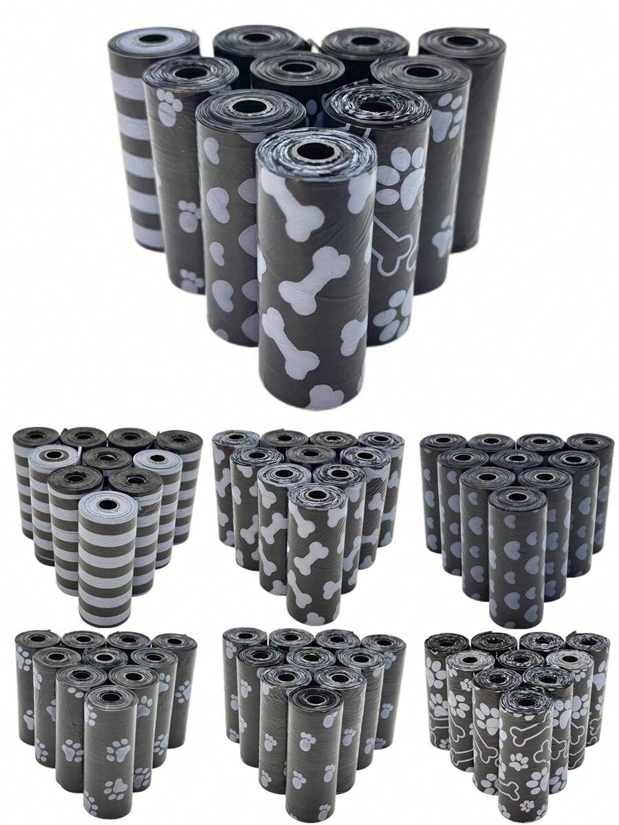150/300pcs Black Color Dog Portable Poop Bags Easy To Clean Up (15 Bags/Roll) Thick, Durable, Odor Outdoor Waste Bags Of Dogs/Cats Pet
