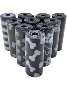 150/300pcs Black Color Dog Portable Poop Bags Easy To Clean Up (15 Bags/Roll) Thick, Durable, Odor Outdoor Waste Bags Of Dogs/Cats Pet