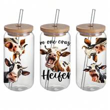 4pcs/Set Funny Cows UV DTF Cup Wraps Decals Transfer Printing Waterproof Self-Adhesive Stickers For Mug Water Bottle Cup Useful Sticker For Home Decoration, 16 OZ Glass Can Wrap, 3d Crystal Label Waterproof And Scratch Resistant Eid Al-Adha Mubarak - Multicolor - View 4