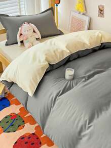 4pcs Student Dormitory Upper And Lower Bunk Bedding Set (1pc Quilt Cover + 1pc Bedsheet + 2pcs Pillowcases), Skin-Friendly, Breathable, Wrinkle Resistant, No Fluorescent Agents, Can Sleep Naked, Absorb Sweat, Soft Touch, Non-Fading, Anti-Bacterial, Thick And Warm Bedding Set, Suitable For Bedroom, Guest Room, Student Dormitory, Whole Family, All Seasons