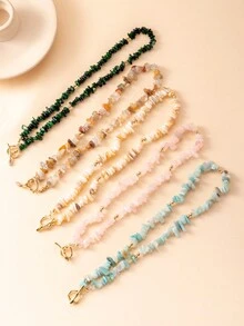 1 件波西米亚风不对称宝石和金属 OT 扣项链 - 天然不規則碎石金屬OT扣項鍊 - 查看 3