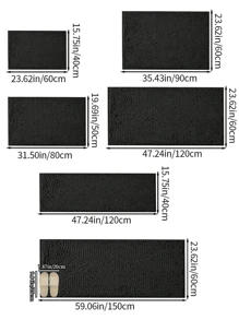 1pc Minimalist Soft Chenille Water Absorbing Non-Slip Bathroom Mat Or Toilet Rug Home Bathroom Decor Floor Carpet Outdoor Rug Door Mat Fall Decor Bathroom Accessories Back To School Entryway Decor - Black - View 3