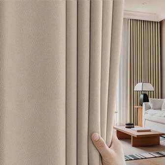 1 件奢华遮光窗帘，纹理设计，隔热、降噪、增强隐私，适用于卧室窗帘和客厅装饰，易于悬挂，适合所有季节