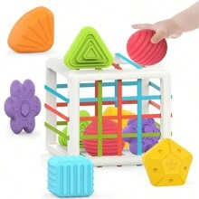 彩虹堆叠杯婴儿认知早期学习几何积木感官玩具 - 颜色和形状识别，精细运动技能 - 彩色 - 查看 5