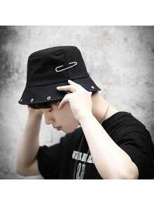 1 Piece Fashion Women Fishing Hat With Metal Buckle, Perfect For Spring, Autumn, Beach And Party Travel - 黑色 - 查看 3