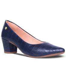 Women's Formal Shoes, Scarpin, Thick Heel, Crocodile, Trend, Promotion - Màu xanh hải quân - Xem 2