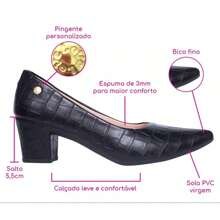 Women's Formal Shoes, Scarpin, Thick Heel, Crocodile, Trend, Promotion - Màu xanh hải quân - Xem 4