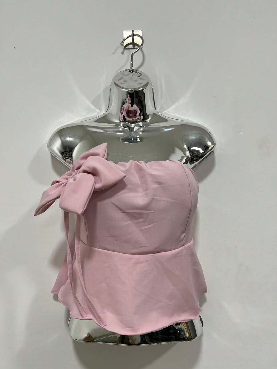 Strapless Blouse Flower Fashion Cady Color Spring Summer - 淺粉色 - 查看 1