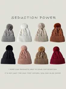 Nueva gorra tejida con ala ancha, de unicolor, cálida, de estilo versátil unisex, con forro de felpa para el invierno, adecuada para adultos
