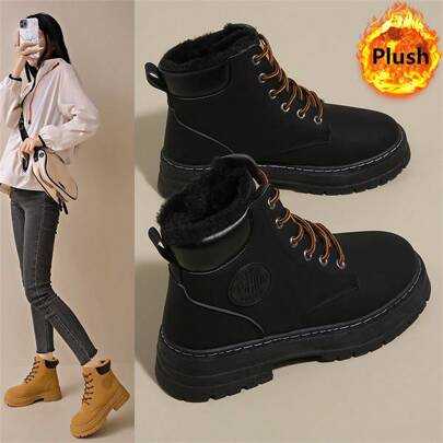Women's Thermal Lined Casual Shoes, Thickened Sole Anti-Slip Winter Snow Boots, Low-Top Sneakers For 2024