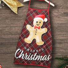 1 件带领带的圣诞主题围裙，经典圣诞老人设计 - 适合家庭厨房、餐厅工作人员、节日派对装饰围裙 - 紅色 - 查看 18