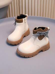 Bottes décontractées et mignonnes avec nœud pour filles, bottes à fermeture éclair sur le côté, légères et antidérapantes, convenant pour les voyages intérieurs et extérieurs, l'hiver, doublure thermique