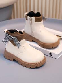 Bottes décontractées et mignonnes avec nœud pour filles, bottes à fermeture éclair sur le côté, légères et antidérapantes, convenant pour les voyages intérieurs et extérieurs, l'hiver, doublure thermique