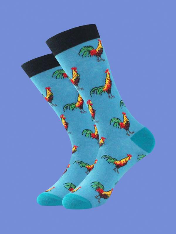 1 Pair Of Fun Cartoon Character Crew Socks - Soft Breathable  Blend Fabric, Comfy Casual Design, Novelty Pattern For Men Outdoor Wear All Seasons