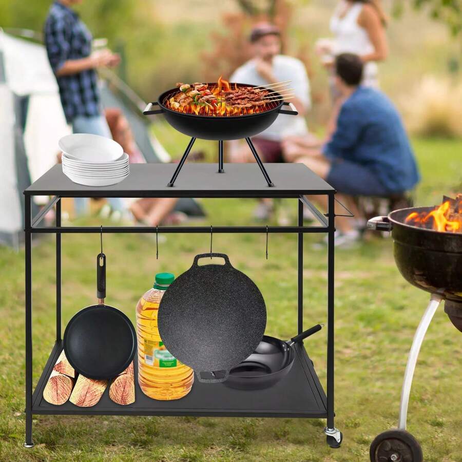 Futchoy Kitchen Prep Table BBQ Grill Bar Cart Outdoor Griddle Cooking