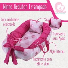 MeF Mae e Filho Double Layer Baby Bath Towel With Hood And Diaper Lining + Crib Reducer Nest For Newborn Baby 100% Cotton - 粉紅色氣球 - 查看 6