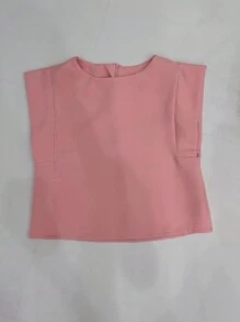 Women's Set: Summer Sleeveless Solid Color Round Neck Top And Wide Leg Pants With Belt And Bag - Baby Pink - View 2